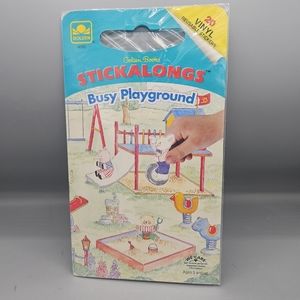 Golden Books Stickalongs Busy Playground Sticker Activity Play Set Book VTG 1994